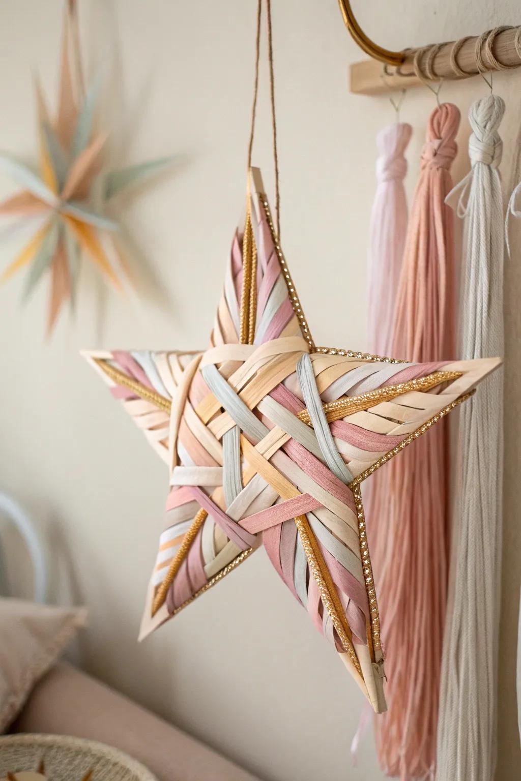 Discover the art of crafting with a woven parol star that blends Scandinavian simplicity with Boho elegance.