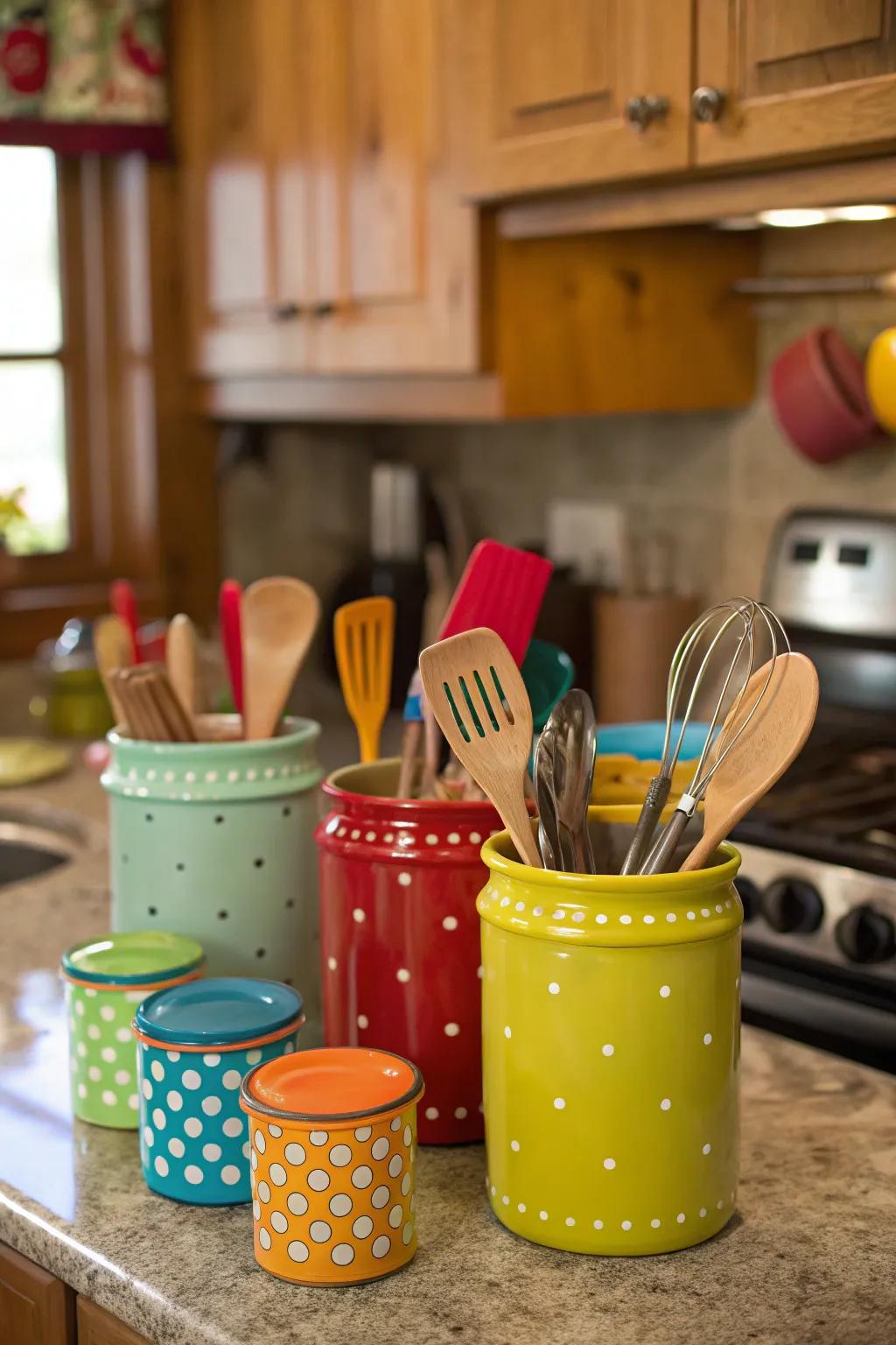 Ceramic crocks add color and functionality to your kitchen.