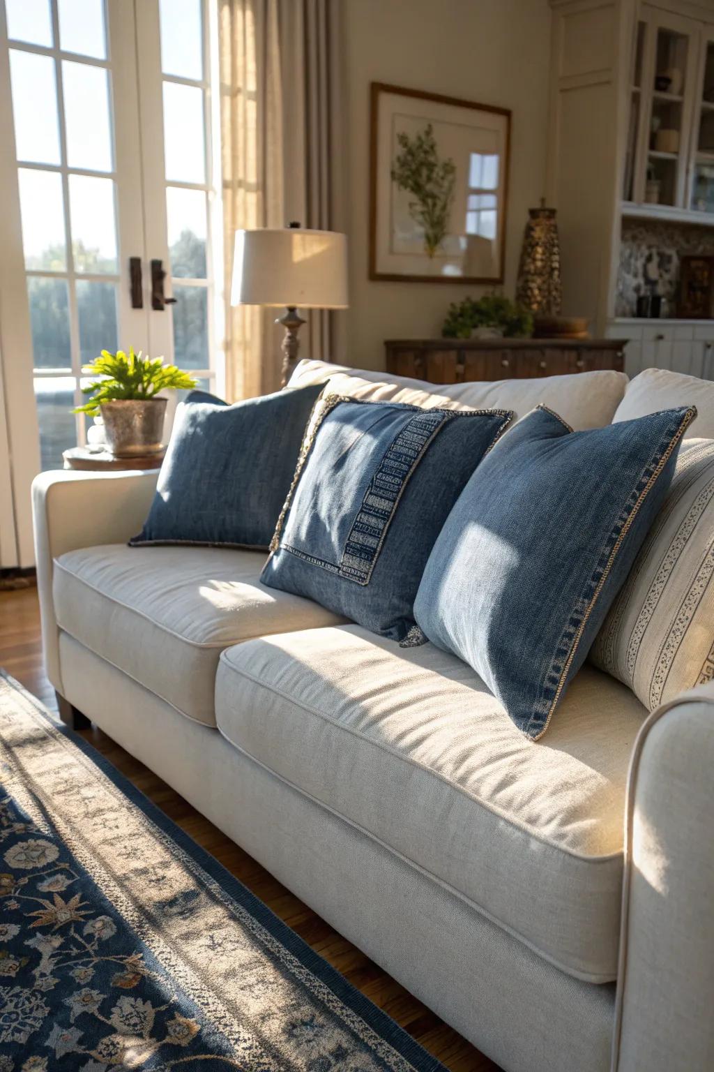 Enhance your home decor with cozy denim pillow covers.