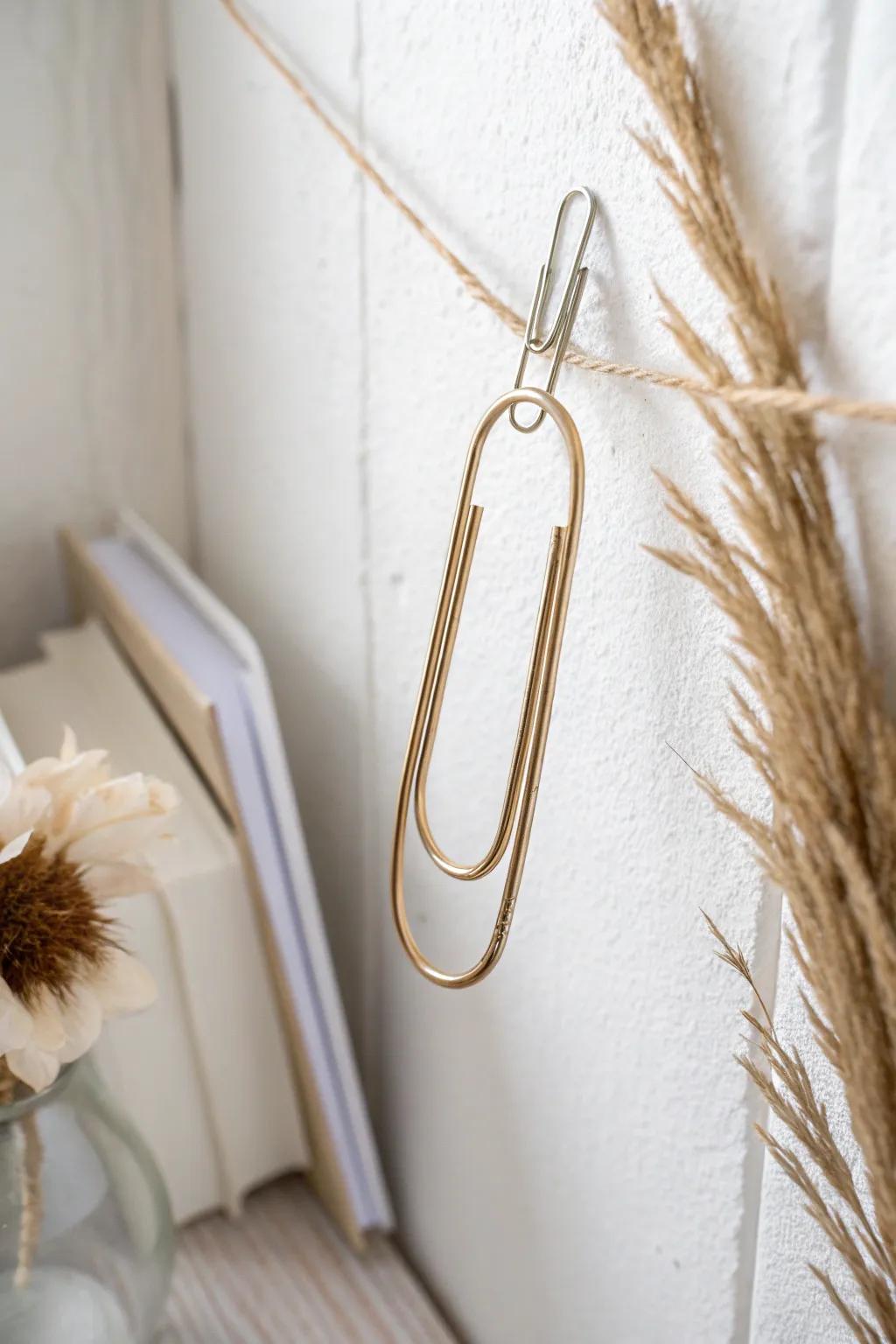 Transform a simple paper clip into a chic picture hanger for your minimalist space.
