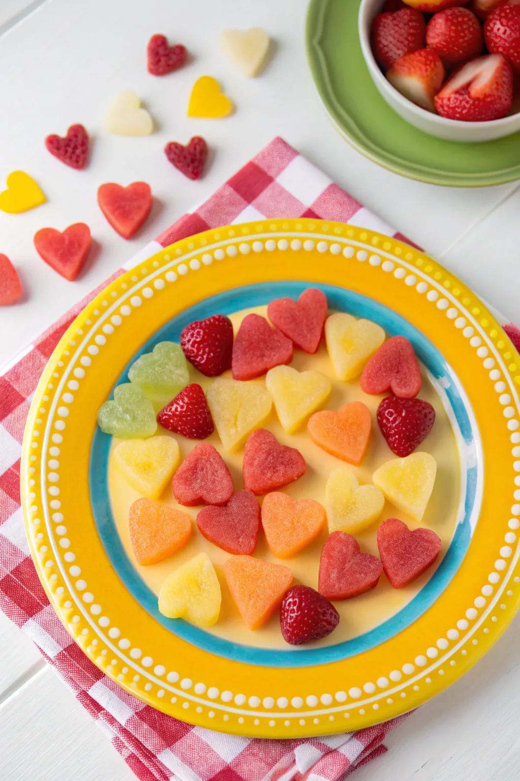 Healthy and adorable heart-shaped fruit snacks.