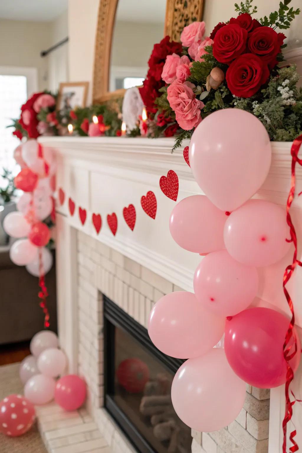 Pink balloons add a festive touch to your decor.