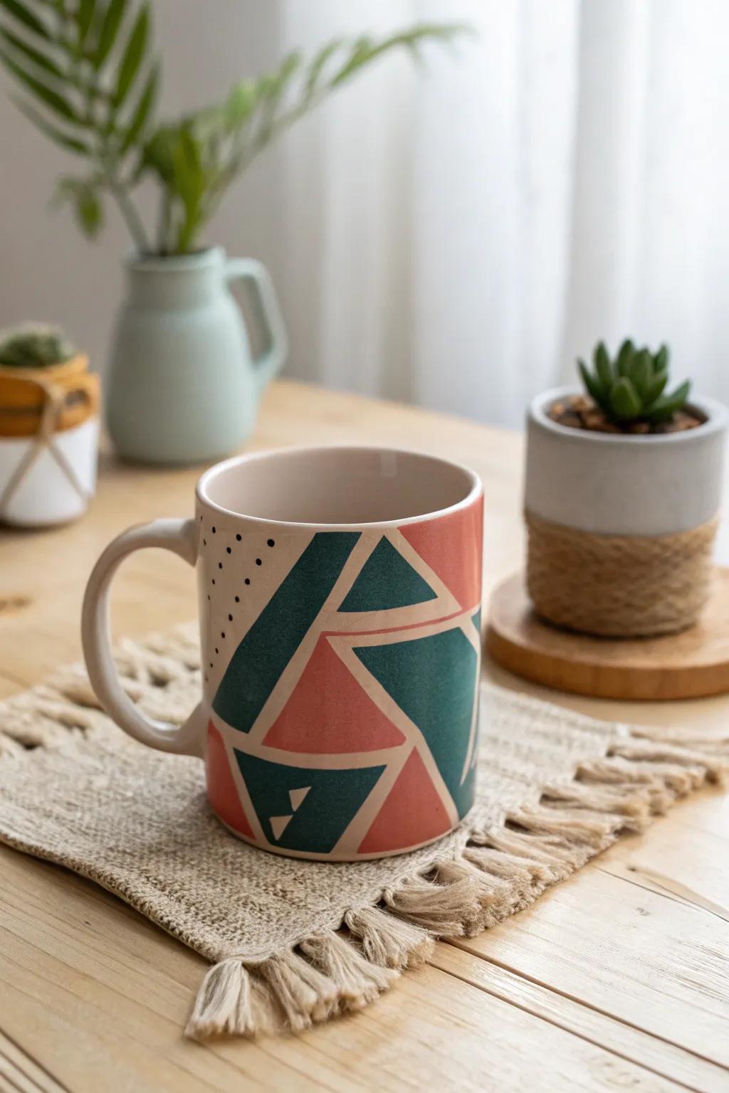 Elevate your morning coffee with chic abstract art on a minimalist mug, where modern design meets natural elegance.