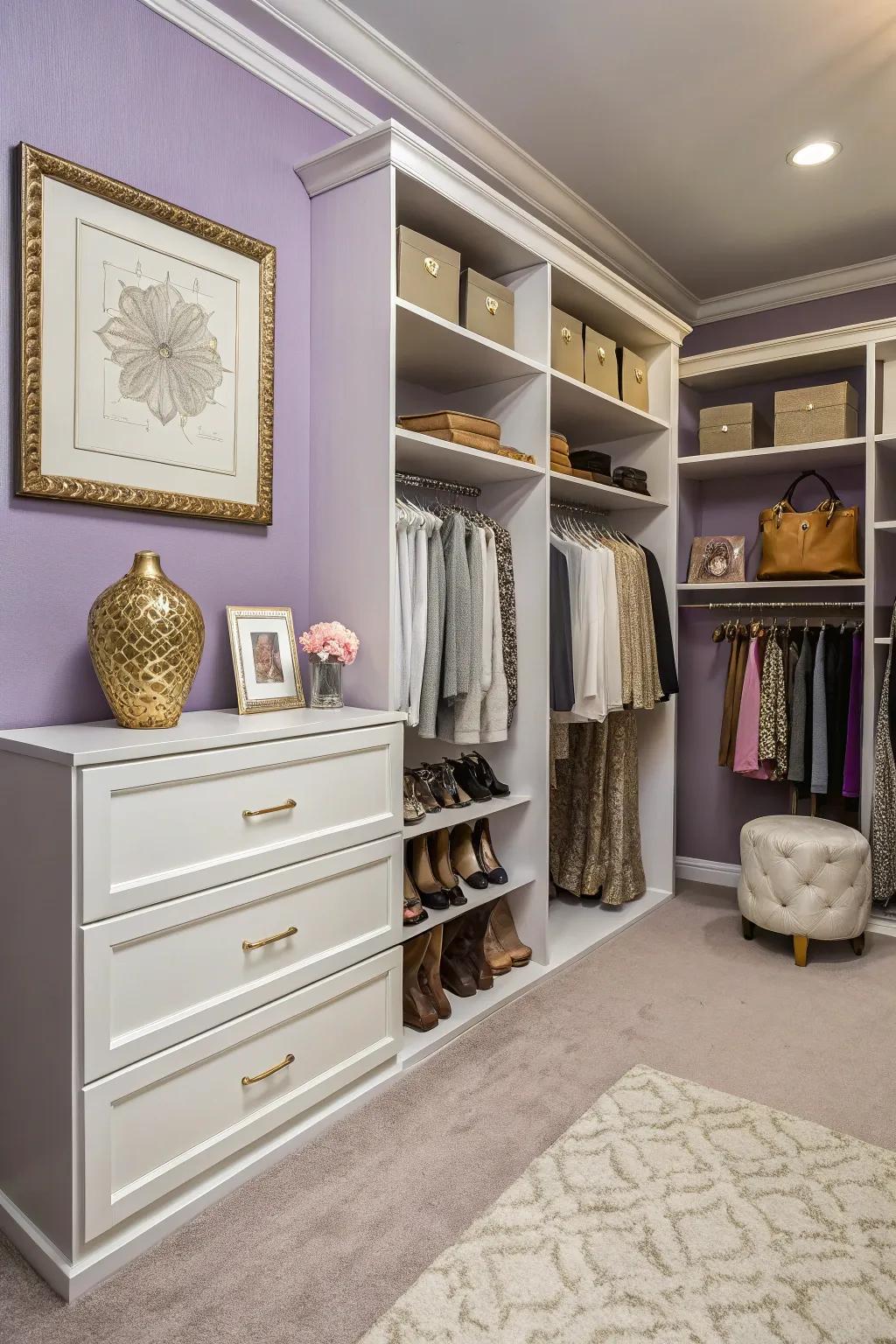 Lavender adds a chic and calming touch to your closet.