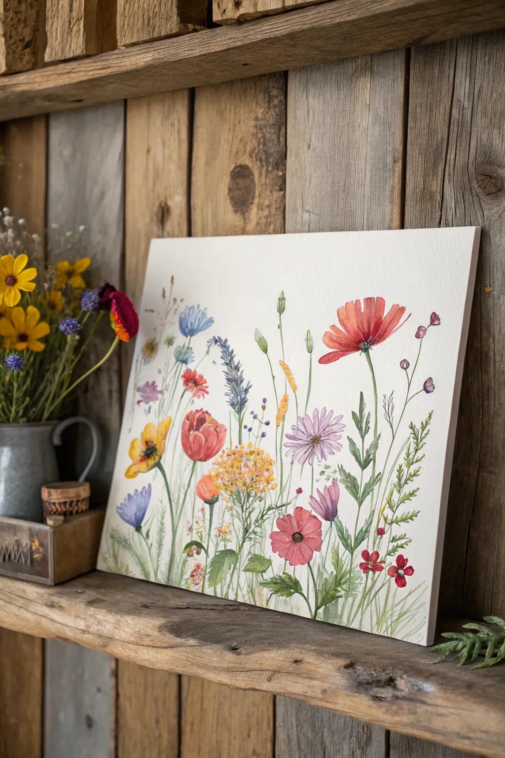 Celebrate spontaneity with this whimsical painting of wildflowers.