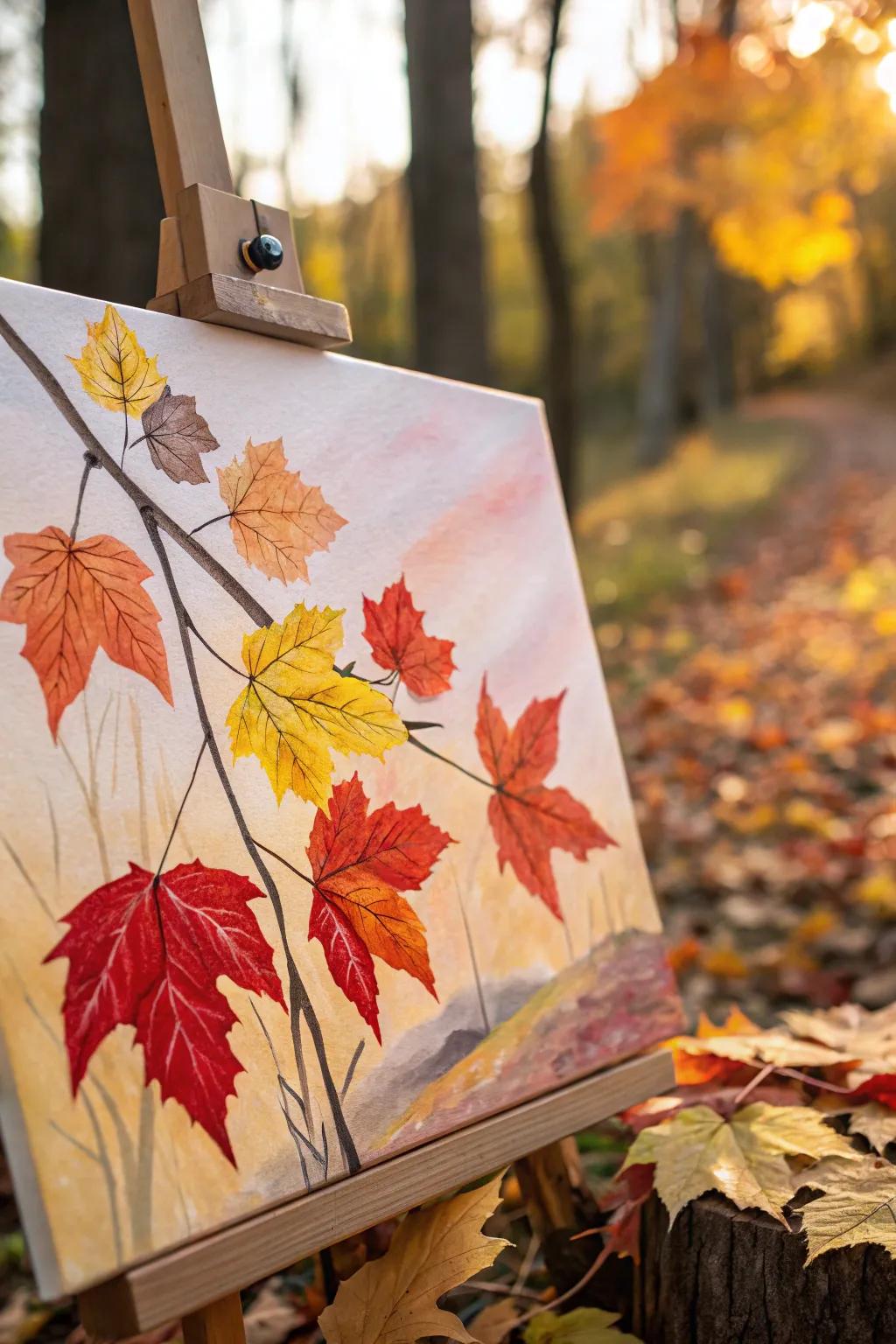 An autumn scene captured in watercolor.