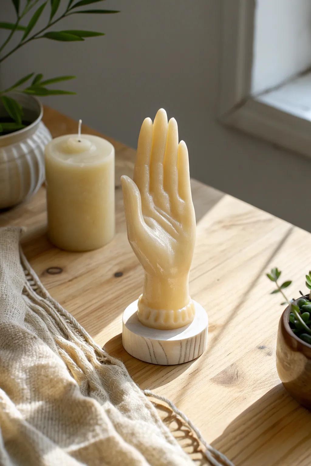 Craft a memory with a keepsake wax hand—simple elegance for cherished moments.