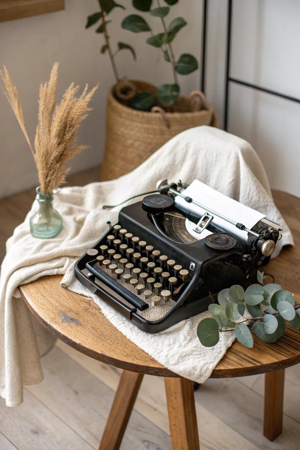 Capture heartfelt wishes with a vintage flair. Let guests type their messages on this classic typewriter, adding a charming retro touch to your special day.
