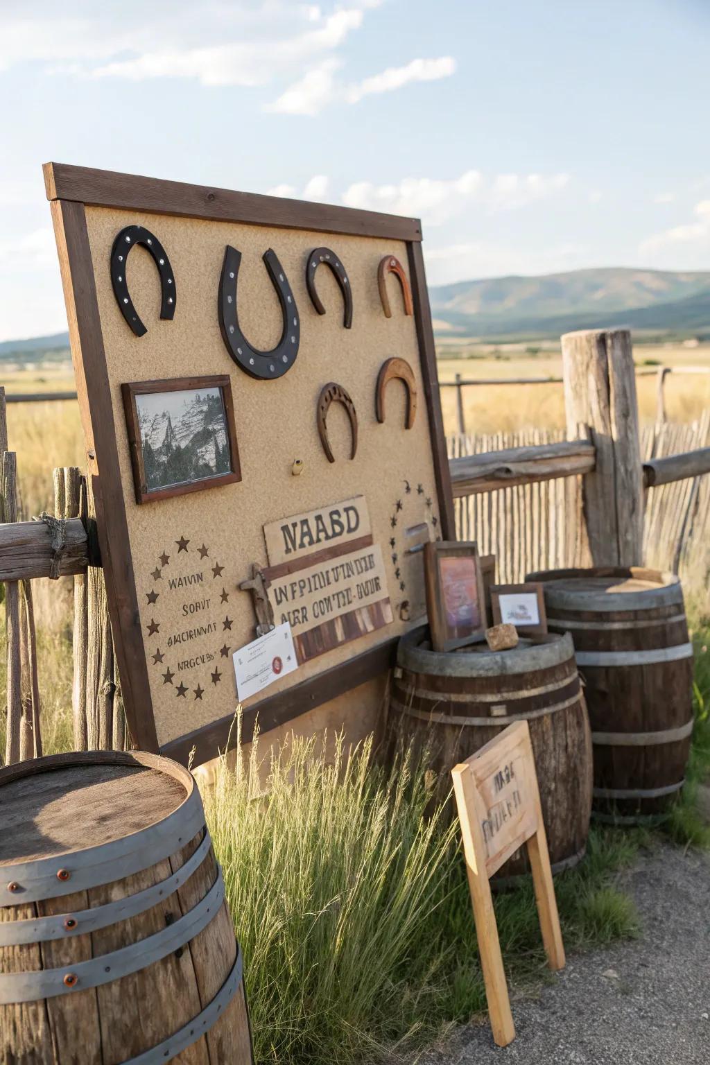 Horseshoes bring luck and rustic charm.