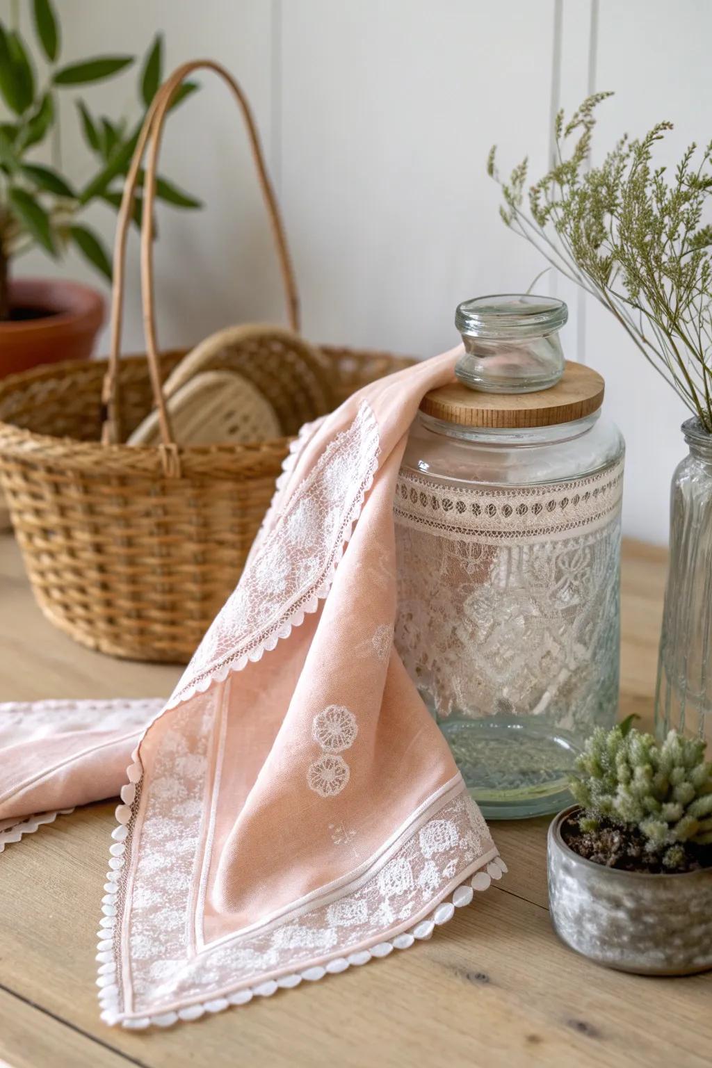 Transform your pantry with the timeless charm of vintage handkerchiefs. Simple elegance meets functional beauty.