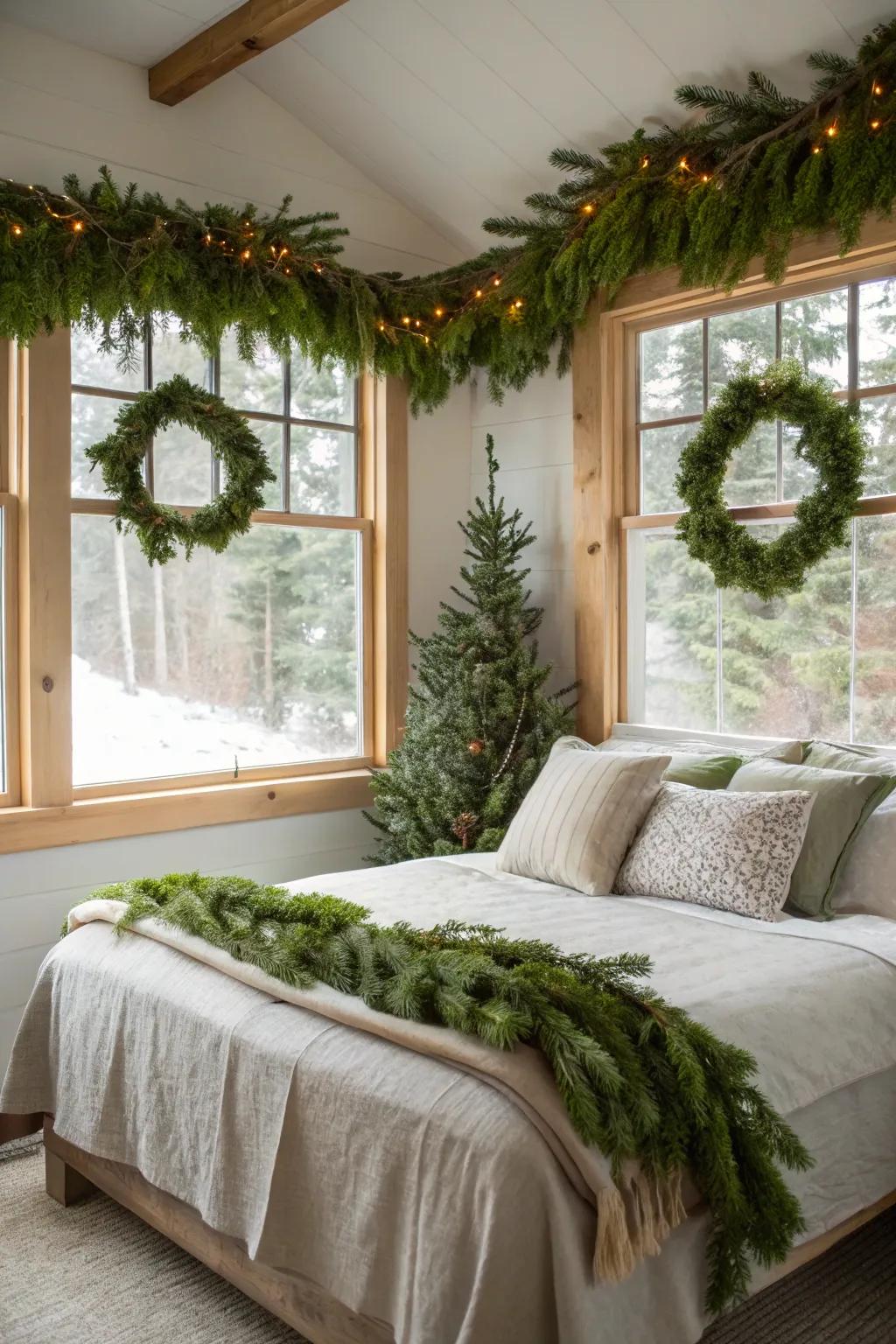 Seasonal greenery brings a touch of nature indoors.