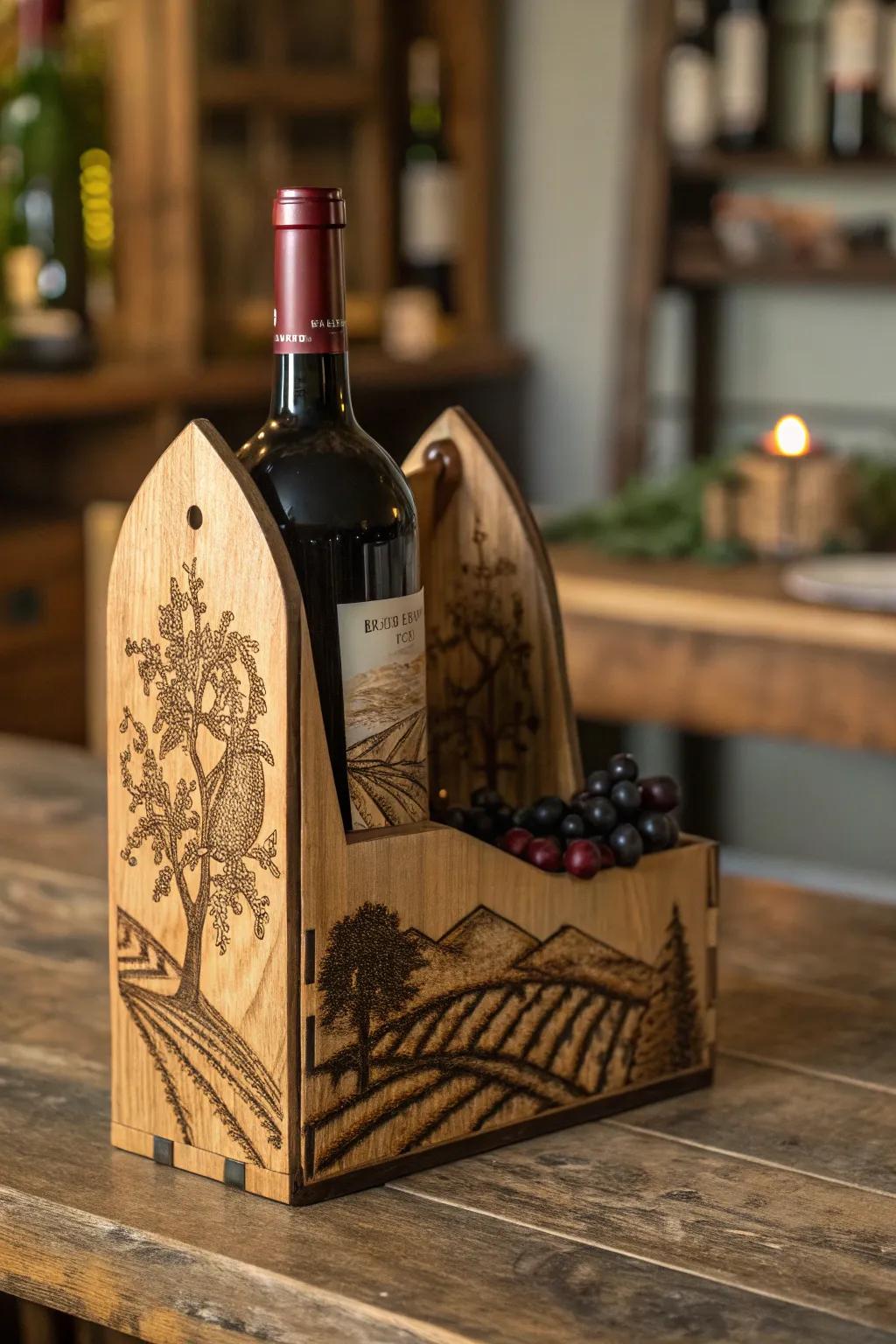 Elevate your dining space with a custom wine bottle holder that tells a story.