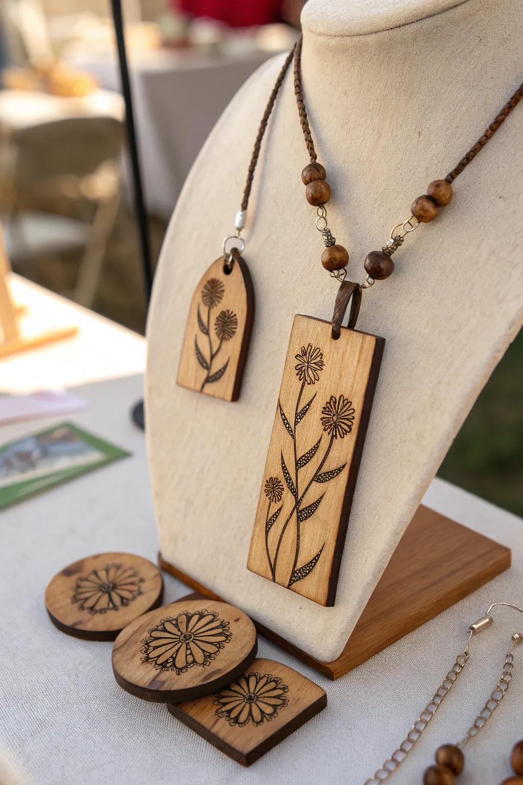 Rustic wooden jewelry that makes a statement.