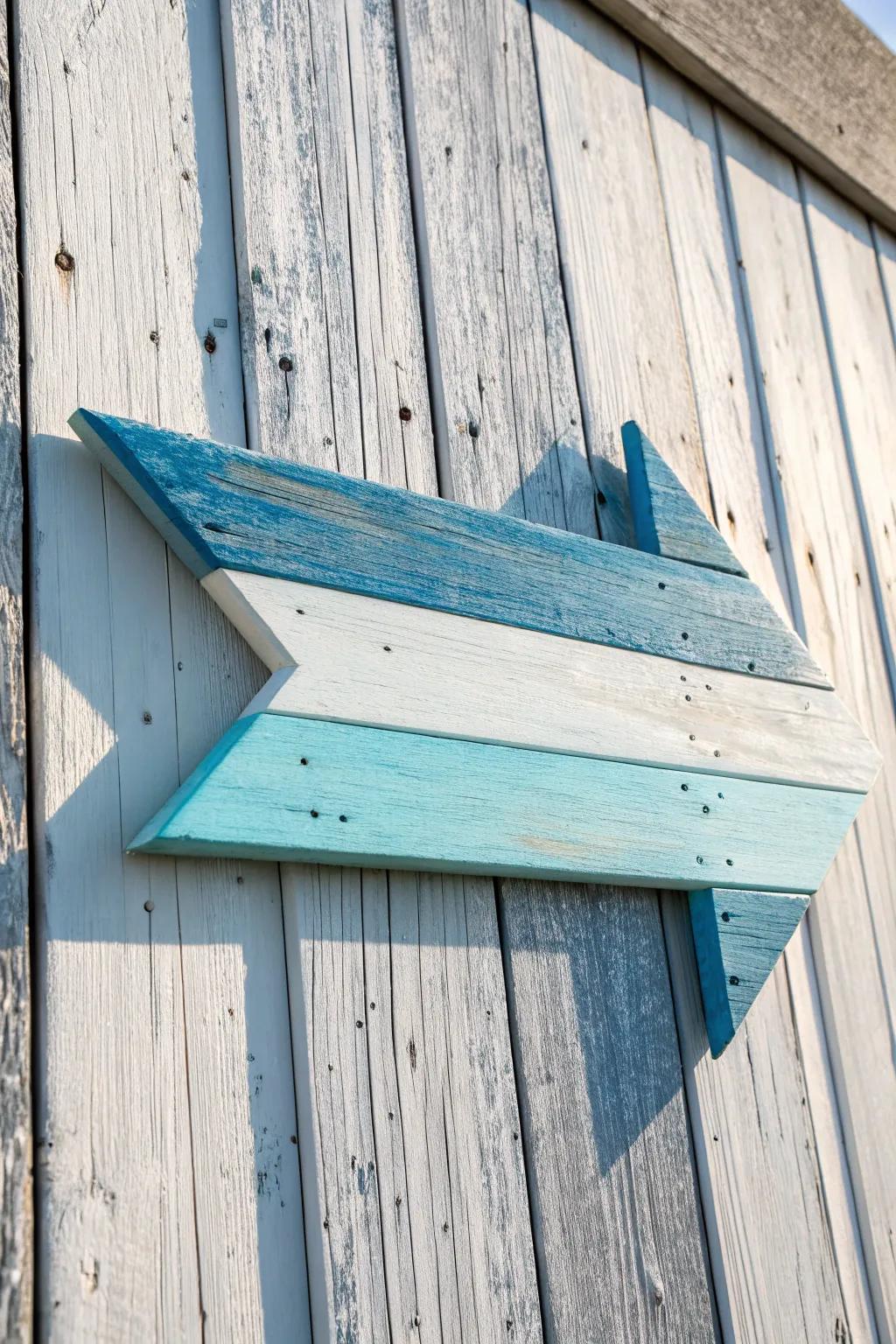 Sail into serenity with this nautical-themed wooden arrow, perfect for adding a breezy beach vibe to your space.