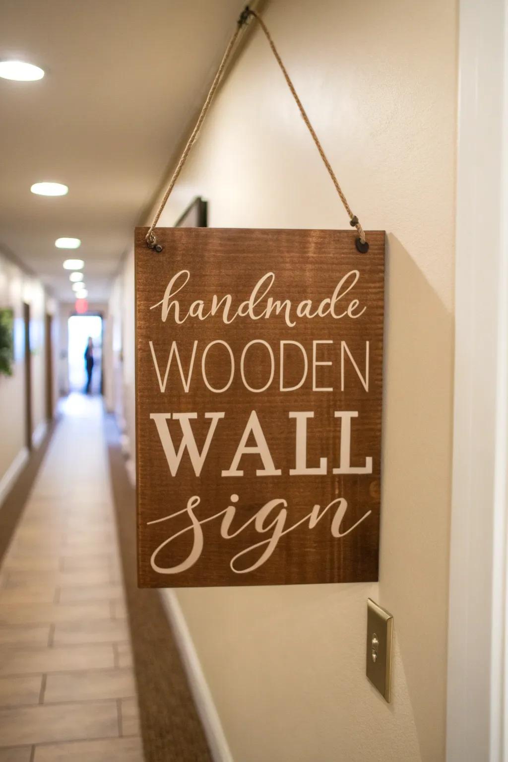 Add a personal touch with a custom wooden sign.