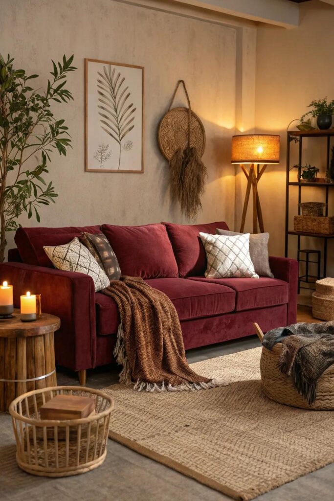 21+ Cozy Brown and Burgundy Living Room Ideas