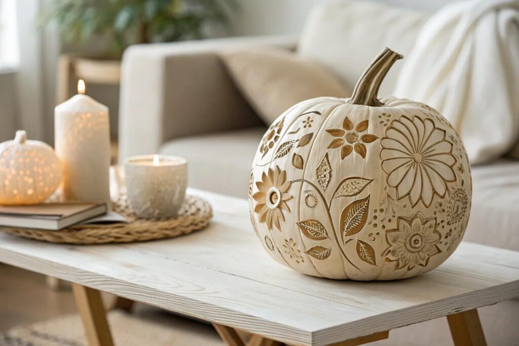 13+ Creative Flower Pumpkin Carving Ideas