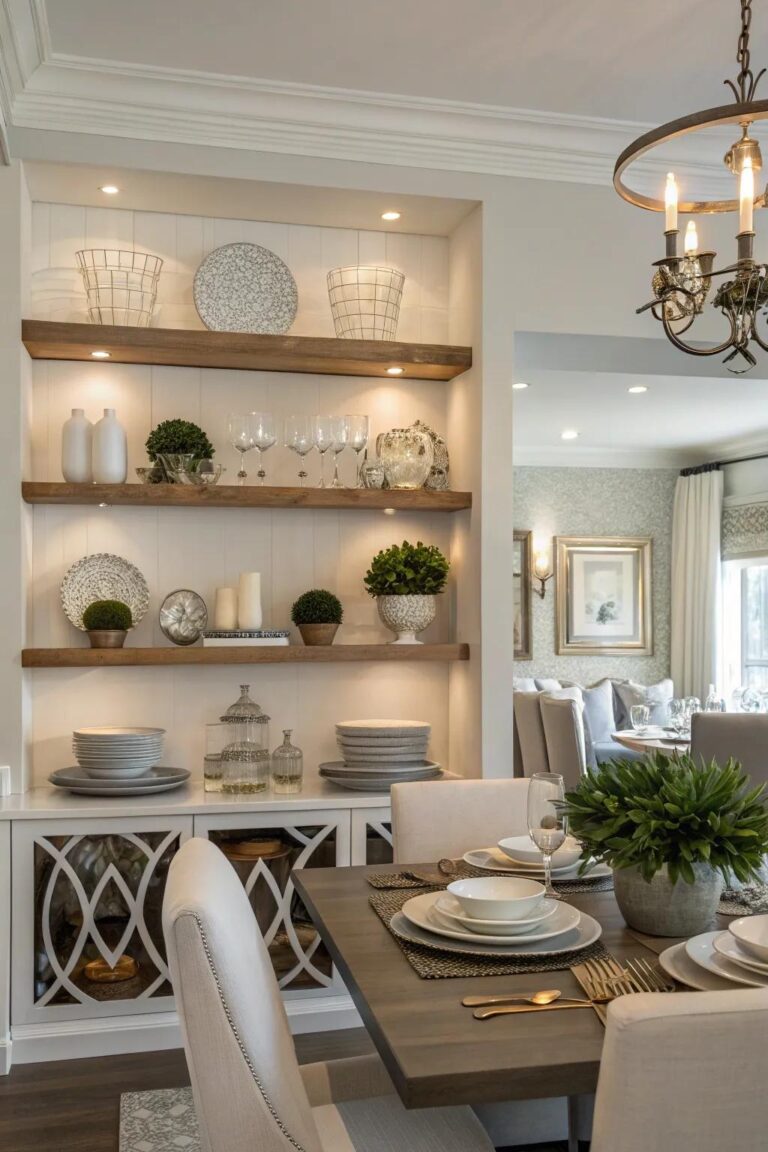 15+ Stylish Floating Shelves Dining Room Ideas
