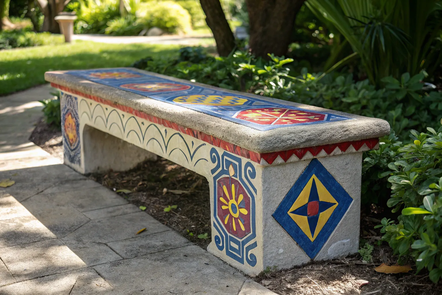 17+ Creative Painted Concrete Bench Ideas