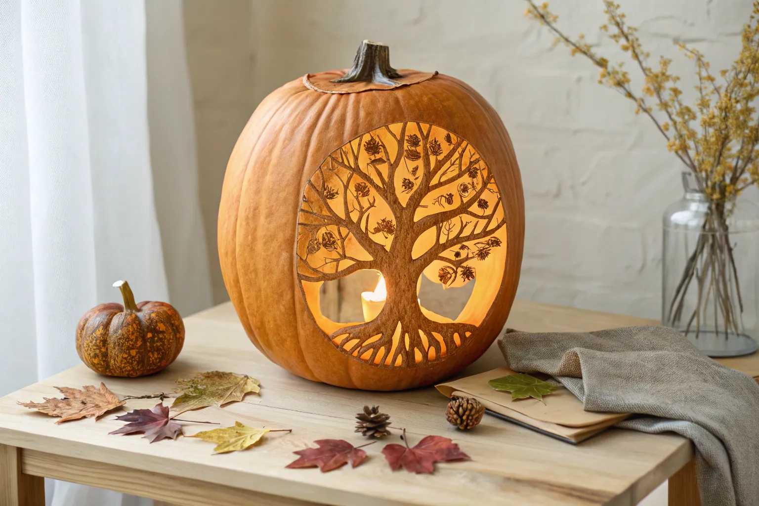 12+ Creative Pumpkin Tree Carving Ideas